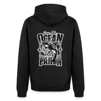 Rettet das Meer Pandas Rescue Killer Wal Orcas - Unisex Premium Bio Zip Hoodie - Schwarz - Hinten - Nico (187cm)