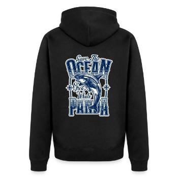 Rettet das Meer Pandas Rescue Killer Wal Orcas - Unisex Premium Bio Zip Hoodie - Schwarz - Hinten - Nico (187cm)