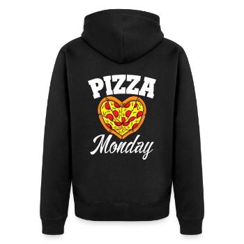 Monday Pizza Night Funny Pizza Lover Fast Food - Unisex Premium Organic Zip Hoodie - black - Back - Nico (187cm)