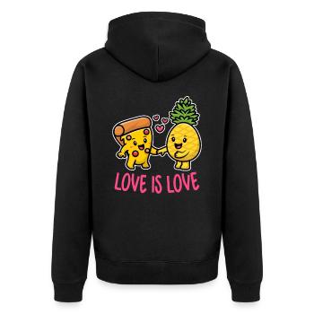 Ananas gehört auf Pizza Lustiges Essen Liebe ist Liebe - Unisex Premium Bio Zip Hoodie - Schwarz - Hinten - Nico (187cm)