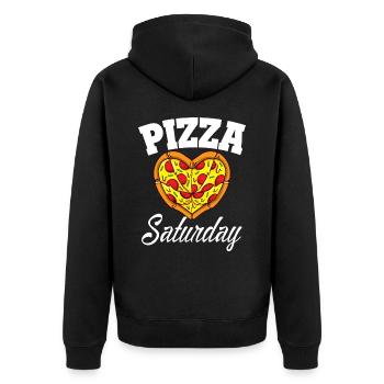 Samstag Pizza Night Funny Pizza Lover Fast Food - Unisex Premium Bio Zip Hoodie - Schwarz - Hinten - Nico (187cm)
