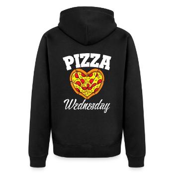Mittwoch Pizza Night Funny Pizza Lover Fast Food - Unisex Premium Bio Zip Hoodie - Schwarz - Hinten - Nico (187cm)