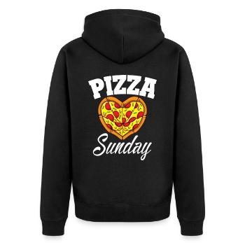 Sonntag Pizza Night Funny Pizza Lover Fast Food - Unisex Premium Bio Zip Hoodie - Schwarz - Hinten - Nico (187cm)
