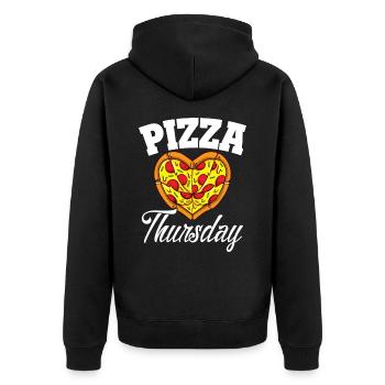 Donnerstag Pizza Night Funny Pizza Lover Fast Food - Unisex Premium Bio Zip Hoodie - Schwarz - Hinten - Nico (187cm)