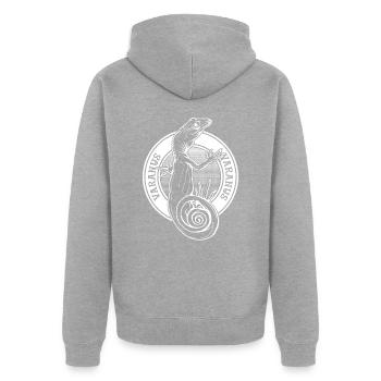 Monitor Eidechse Tattoo Stil Reptilienhalter Varanus - Unisex Premium Bio Zip Hoodie - Grau meliert - Hinten - Nico (187cm)