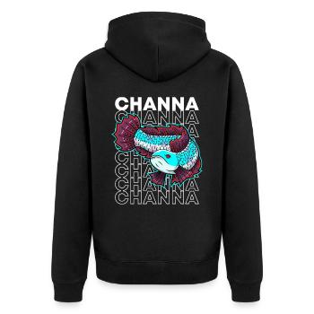 Channa 80's Style Snakehead Monster Fischhüter - Unisex Premium Bio Zip Hoodie - Schwarz - Hinten - Nico (187cm)