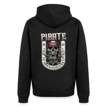 Lassen Sie die Piraten-Tricks mit dem Tattoo-Stil beginnen - Unisex Premium Bio Zip Hoodie - Schwarz - Hinten - Nico (187cm)