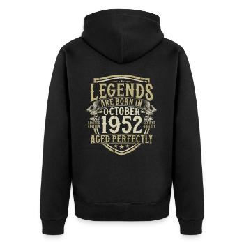 Octobre 1952 Vintage Vintage Rétro Anniversaire - Veste à capuche bio Premium Unisexe - noir - Dos - Nico (187cm)