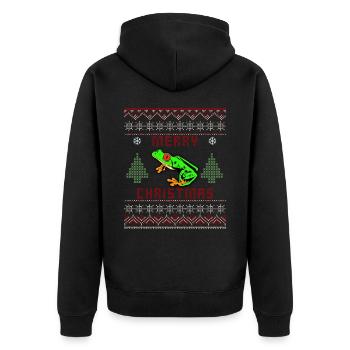 Rotäugiger Baumfrosch Hässlicher Weihnachtspullover Design - Unisex Premium Bio Zip Hoodie - Schwarz - Hinten - Nico (187cm)