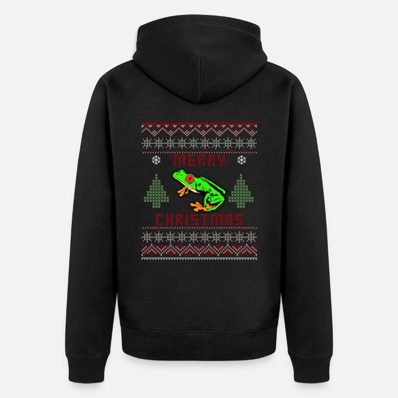 Rotäugiger Baumfrosch Hässlicher Weihnachtspullover Design - Unisex Premium Bio Zip Hoodie - Schwarz