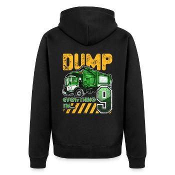 Müllwagen 9. Geburtstag 9 Jahre alter Geburtstag - Unisex Premium Bio Zip Hoodie - Schwarz - Hinten - Nico (187cm)