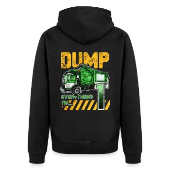 Müllwagen 1. Geburtstag 1 Jahre alter Geburtstag - Unisex Premium Bio Zip Hoodie - Schwarz - Hinten - Nico (187cm)