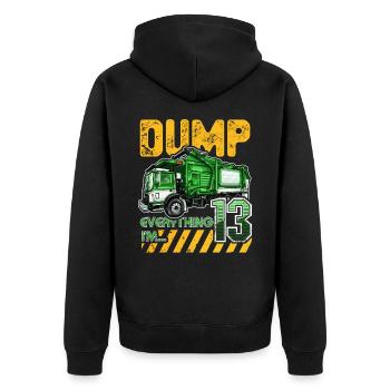 Müllwagen 13. Geburtstag 13 Jahre alter Geburtstag - Unisex Premium Bio Zip Hoodie - Schwarz - Hinten - Nico (187cm)