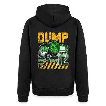 Garbage Truck 12th Birthday 12 Years Old Birthday - Unisex Premium Organic Zip Hoodie - black - Back - Nico (187cm)