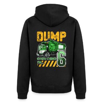 Garbage Truck 6th Birthday 6 Years Old Birthday - Unisex Premium Organic Zip Hoodie - black - Back - Nico (187cm)