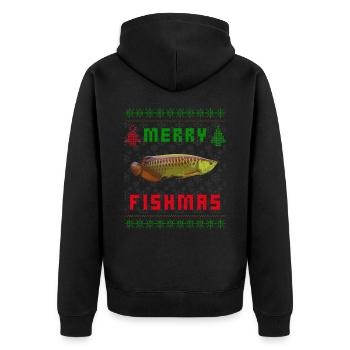 Asian Arowana Monster Fish Keeper Christmas - Unisex Premium Organic Zip Hoodie - black - Back - Nico (187cm)