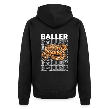 Ball Python 80's Style Baller Royal Python Snake - Unisex Premium Bio Zip Hoodie - Schwarz - Hinten - Nico (187cm)