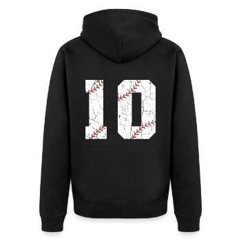 Kinder 10. Geburtstag Baseballspieler 10 Jahre alt - Unisex Premium Bio Zip Hoodie - Schwarz - Hinten - Nico (187cm)