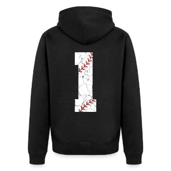 Kinder 1. Geburtstag Baseballspieler 1 Jahr alt - Unisex Premium Bio Zip Hoodie - Schwarz - Hinten - Nico (187cm)
