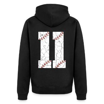 Kinder 11. Geburtstag Baseballspieler 11 Jahre alt - Unisex Premium Bio Zip Hoodie - Schwarz - Hinten - Nico (187cm)