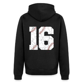 Enfants 16e anniversaire Joueur de baseball 16 ans - Veste à capuche bio Premium Unisexe - noir - Dos - Nico (187cm)