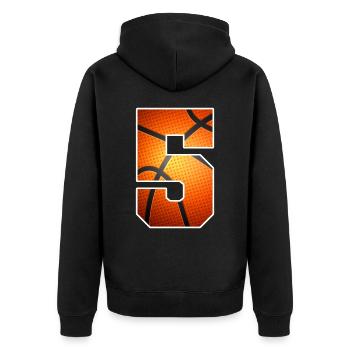 Kinder Basketballspieler zum 5. Geburtstag 5 Jahre alt - Unisex Premium Bio Zip Hoodie - Schwarz - Hinten - Nico (187cm)