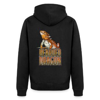 Bearded Dragon Reptile Keeper Beardie Retro - Unisex Premium Organic Zip Hoodie - black - Back - Nico (187cm)