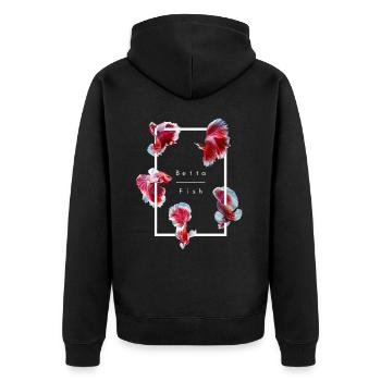 Siamesischer Kampffisch Betta Fish Aquarium - Unisex Premium Bio Zip Hoodie - Schwarz - Hinten - Nico (187cm)