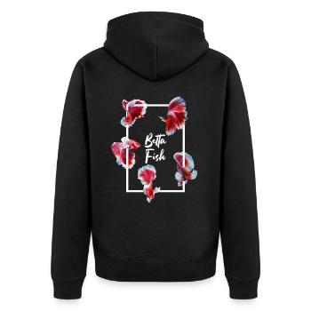 Siamesischer Kampffisch Betta Fish Aquarium - Unisex Premium Bio Zip Hoodie - Schwarz - Hinten - Nico (187cm)