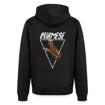 Burmesischer Python Besitzer Geometrisch - Unisex Premium Bio Zip Hoodie - Schwarz - Hinten - Nico (187cm)