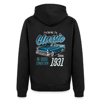 Ich bin nicht alt Ich bin Oldtimer Oldtimer Jahrgang 1931 - Unisex Premium Bio Zip Hoodie - Schwarz - Hinten - Nico (187cm)