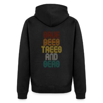 Save The Bees, Trees And Seas Changement climatique Rétro - Veste à capuche bio Premium Unisexe - noir - Dos - Nico (187cm)