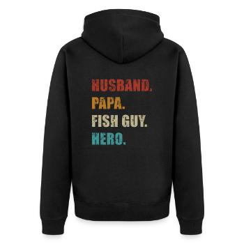 Rétro Poissonnier Aquariophile Fête des Pères - Veste à capuche bio Premium Unisexe - noir - Dos - Nico (187cm)