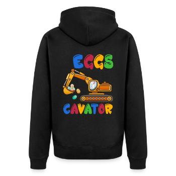 Funny EggsCavator Happy Easter Excavator Egg Kids - Unisex Premium Organic Zip Hoodie - black - Back - Nico (187cm)