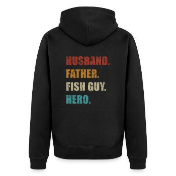 Rétro Poissonnier Aquariophile Fête des Pères - Veste à capuche bio Premium Unisexe - noir - Dos - Nico (187cm)