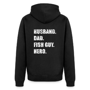 Rétro Poissonnier Aquariophile Fête des Pères - Veste à capuche bio Premium Unisexe - noir - Dos - Nico (187cm)