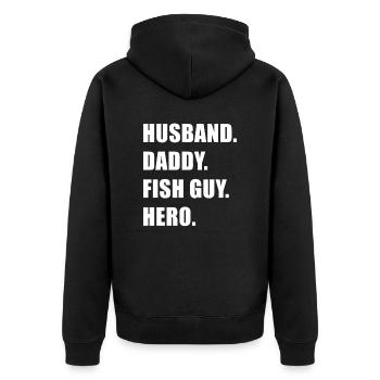 Rétro Poissonnier Aquariophile Fête des Pères - Veste à capuche bio Premium Unisexe - noir - Dos - Nico (187cm)