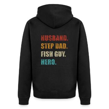 Rétro Poissonnier Aquariophile Fête des Pères - Veste à capuche bio Premium Unisexe - noir - Dos - Nico (187cm)