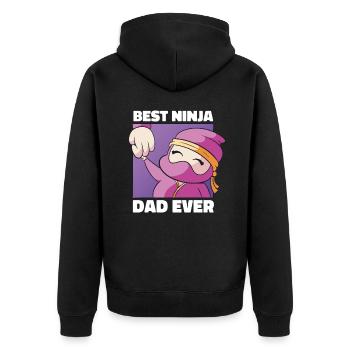 Vatertag Ninja Papa Kampfsport Papa Lustig - Unisex Premium Bio Zip Hoodie - Schwarz - Hinten - Nico (187cm)