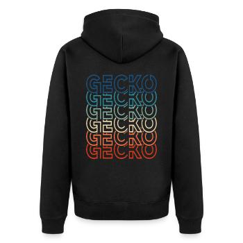 Vintage Reptile 80s Retro Gecko Text Lizard Owner - Unisex Premium Organic Zip Hoodie - black - Back - Nico (187cm)