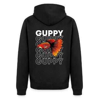 Guppy Fish 80's Style Tropical Fish Keeper - Unisex Premium Organic Zip Hoodie - black - Back - Nico (187cm)