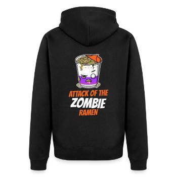 Funny Ramen Noodle Zombie From Hell Ramen Monster - Unisex Premium Organic Zip Hoodie - black - Back - Nico (187cm)