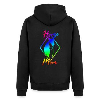 Pferd Mama Pferd Liebhaber Reiter - Unisex Premium Bio Zip Hoodie - Schwarz - Hinten - Nico (187cm)
