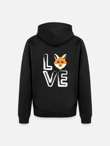 I Love Foxes - Unisex Premium Organic Zip Hoodie - black