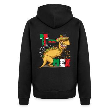 Tacosaurus T Rex Taco Cinco De Mayo Dinosaur - Unisex Premium Organic Zip Hoodie - black - Back - Nico (187cm)