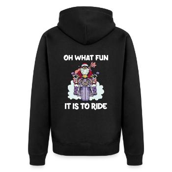 Biker Santa Motorrad Frohe Weihnachtsfeiertage - Unisex Premium Bio Zip Hoodie - Schwarz - Hinten - Nico (187cm)