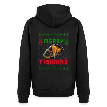 Oscar Fish Monster Fish Keeper Weihnachtspullover - Unisex Premium Bio Zip Hoodie - Schwarz - Hinten - Nico (187cm)