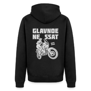 Glavnoe ne ssat, Enduro - Unisex Premium Bio Zip Hoodie - Schwarz - Hinten - Nico (187cm)