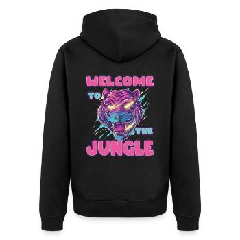 Tigre. Bienvenue dans la jungle - Veste à capuche bio Premium Unisexe - noir - Dos - Nico (187cm)