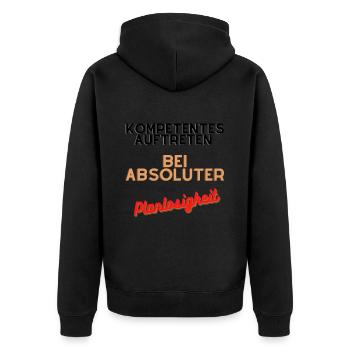 planlos-kompetent - Unisex Premium Bio Zip Hoodie - Schwarz - Hinten - Nico (187cm)